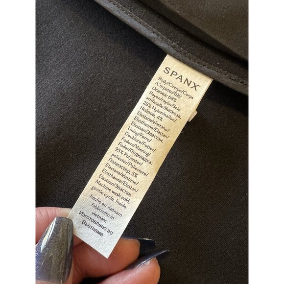 Spanx Perfect Collarless Blazer Black Ponte Knit Jacket Oversized Women’s Size M - Picture 7 of 16